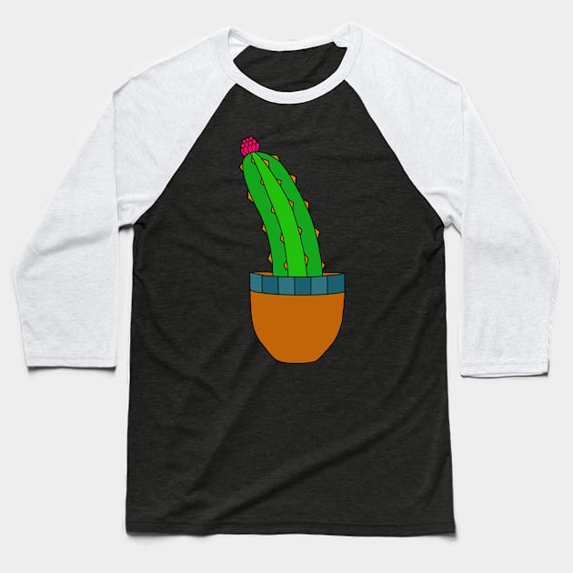 Cute Cactus Design #170: Slanted Cactus With Flower In Simple Pot Baseball T-Shirt by DreamCactus